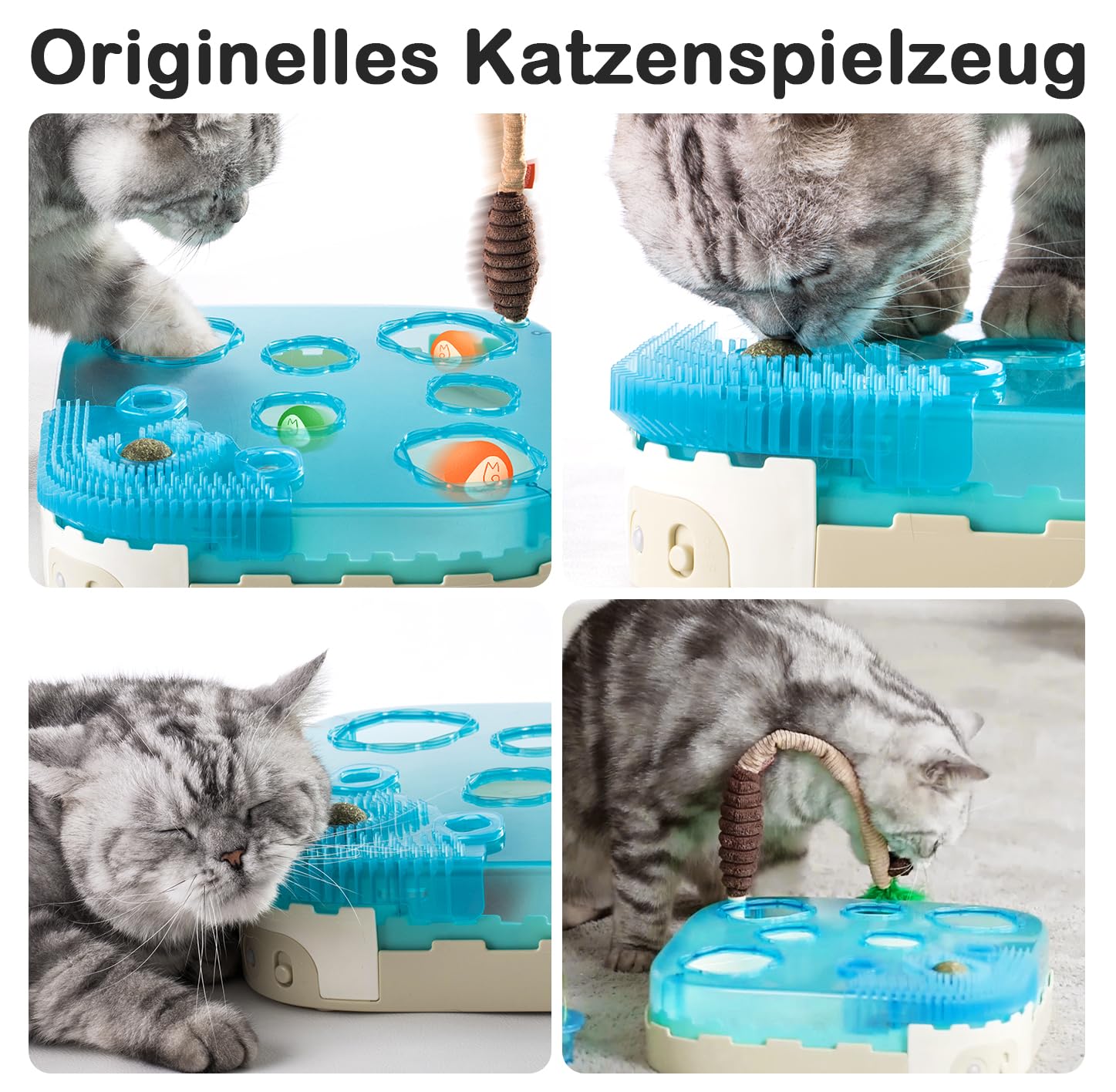Migipaws 7-in-1 interaktives Katzenspielzeug – Das ultimative Spielzeug für Katzen mit Bewegungssensor, LED-Nachtmodus, Reizstab, Katzenminze-Ball und Schaumstoffbällen für gelangweilte Wohnungskatzen
