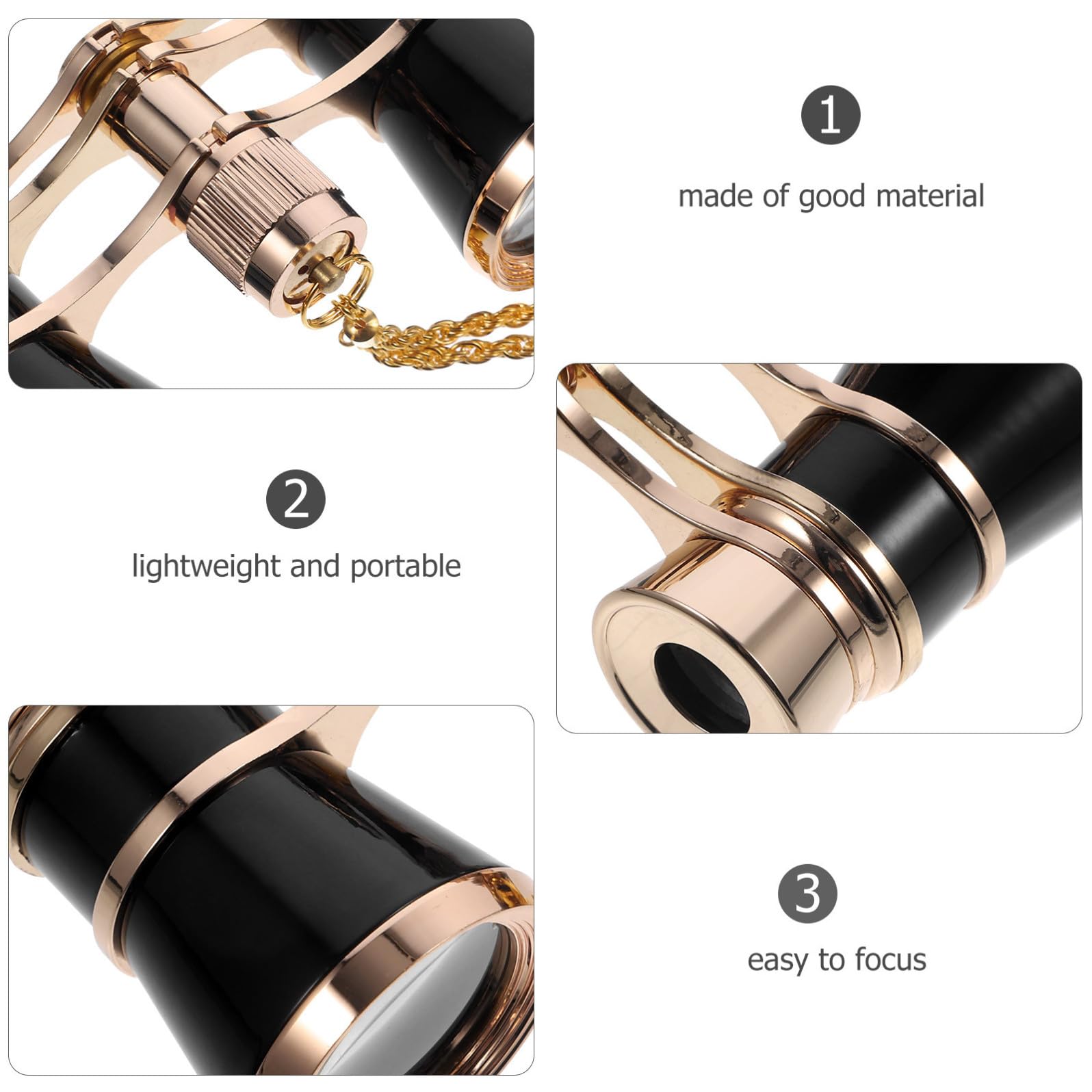 UKCOCO Binocolo Mini da Donna in Ferro con Catena, Binocolo Portatile Compatto e Leggero per Concerti e Attività Outdoor, per Escursionismo e Regali