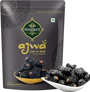 SHARBATI DATES Premium Imported Fresh Ajwa Dates 250Gm With Nutritious Dietary Fibre, Multiminerals & Vitamins|Preservativ Price In India
