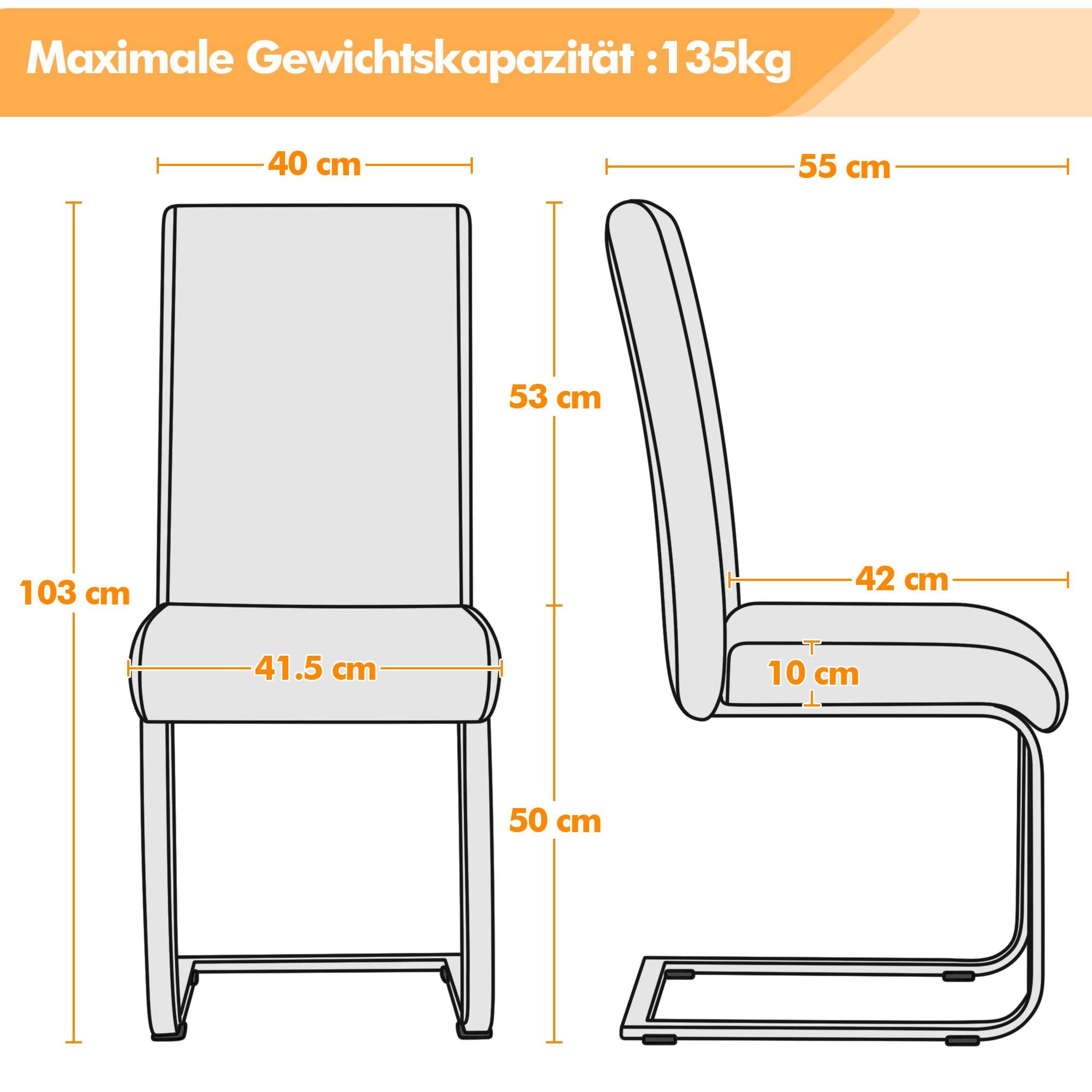 Yaheetech Esszimmerstühle 4er Set Freischwinger – Bild 4