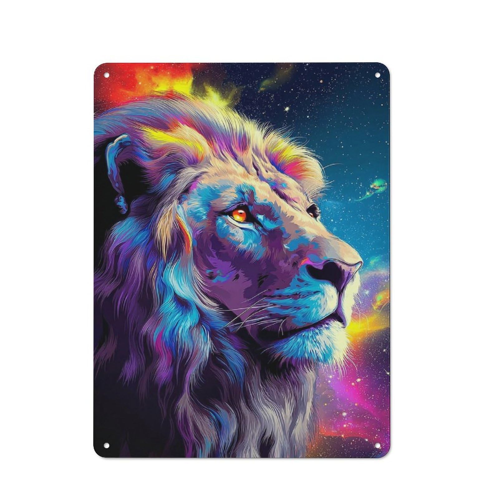 Galactic Lion Majesty -5 Smart Metal Wall Decor 40x30cm, Office Metal Sign for Office, Study, Studio Or Hallway