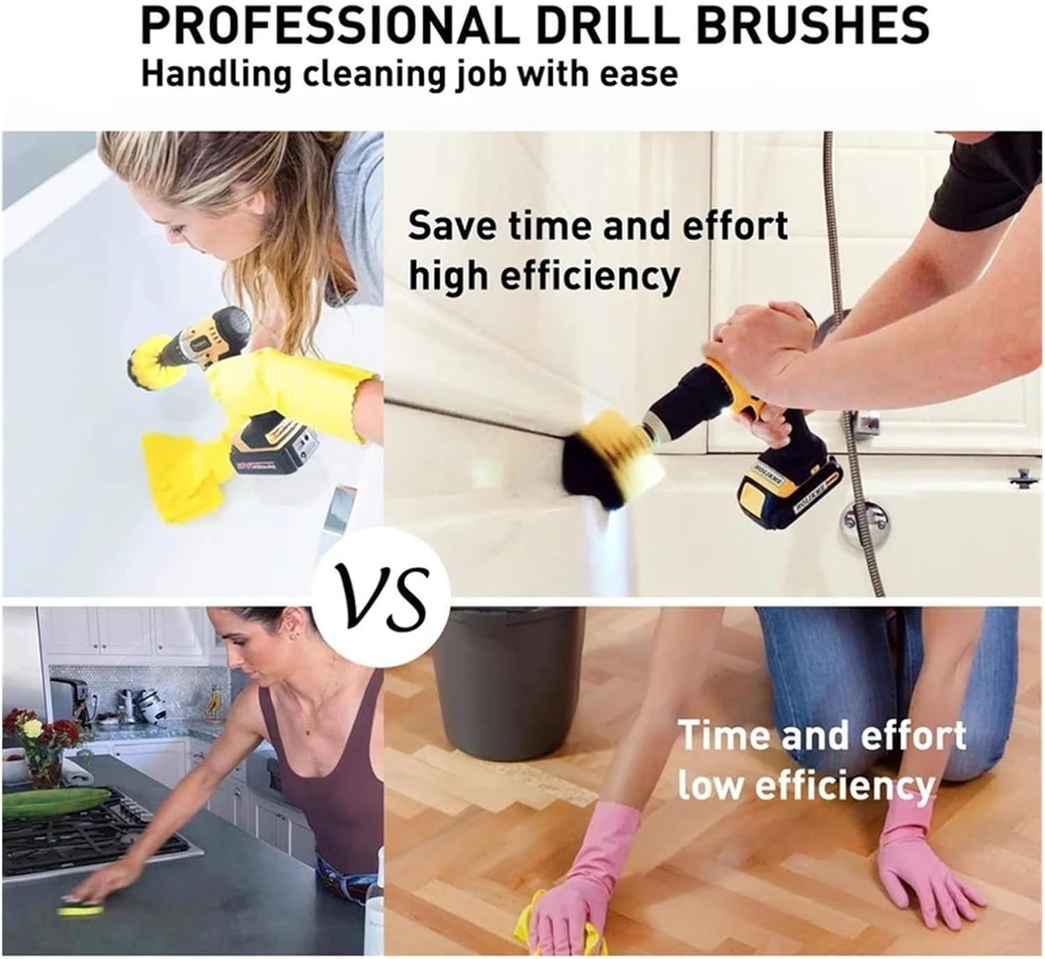 3PCs Round Drill Brush Set for Cleaning, Nylon Bristles, 2/3.5/4 Inch Size