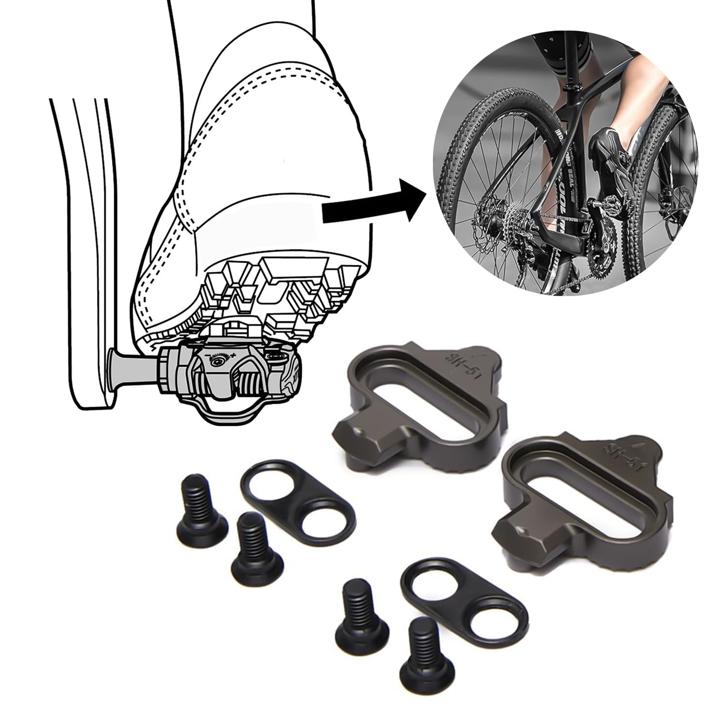 Crampons Shimano Spd SM-SH51 - Dégagement Unique Pour Pédales Cale Shimano
