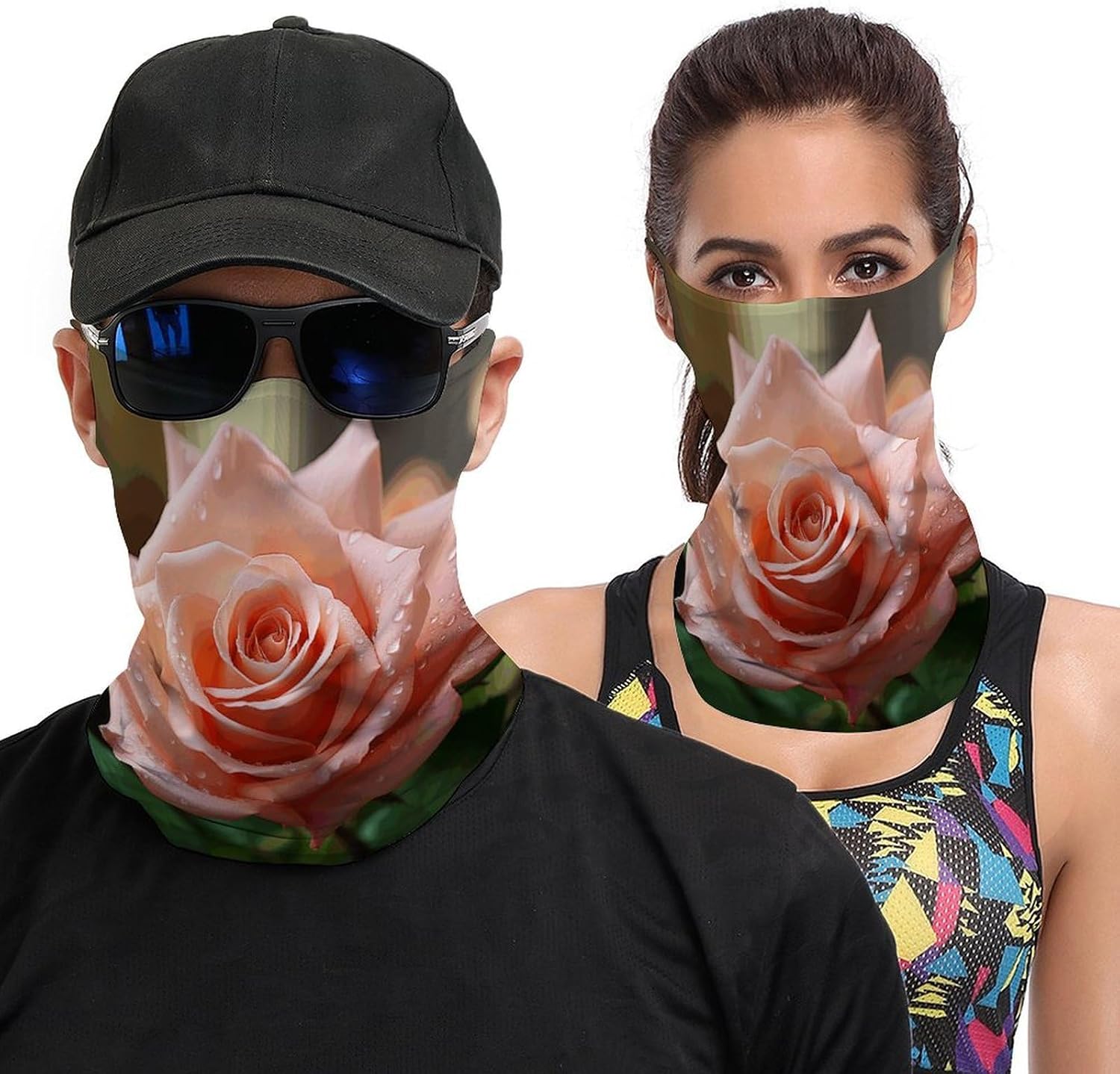 Rose Flower Pink Neck Gaiter for Men & Women,Cooling Neck Gaiter with Dustproof Breathable,Face Cover As Headwear,Bandana,Neck Gaiters,Head Wraps,Headbands