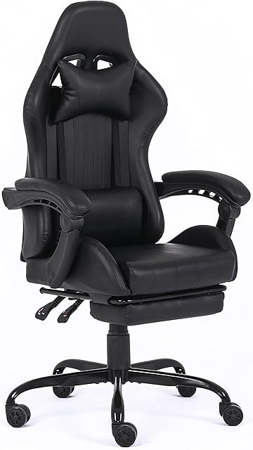 Millhouse Gaming Racing Desk Chair Adjustable Computer Office Chair Lumbar and Head Pillow Chairs X2022 (Black)