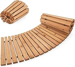 Roll Out Garden Path Walkway, 43/53 x 216cm Wooden Curved Pathway with Non-Slip Surface, Weather-Resistant Outdoor Hardwood Flooring Path for Patio Backyard Wedding Party (43x216cm)