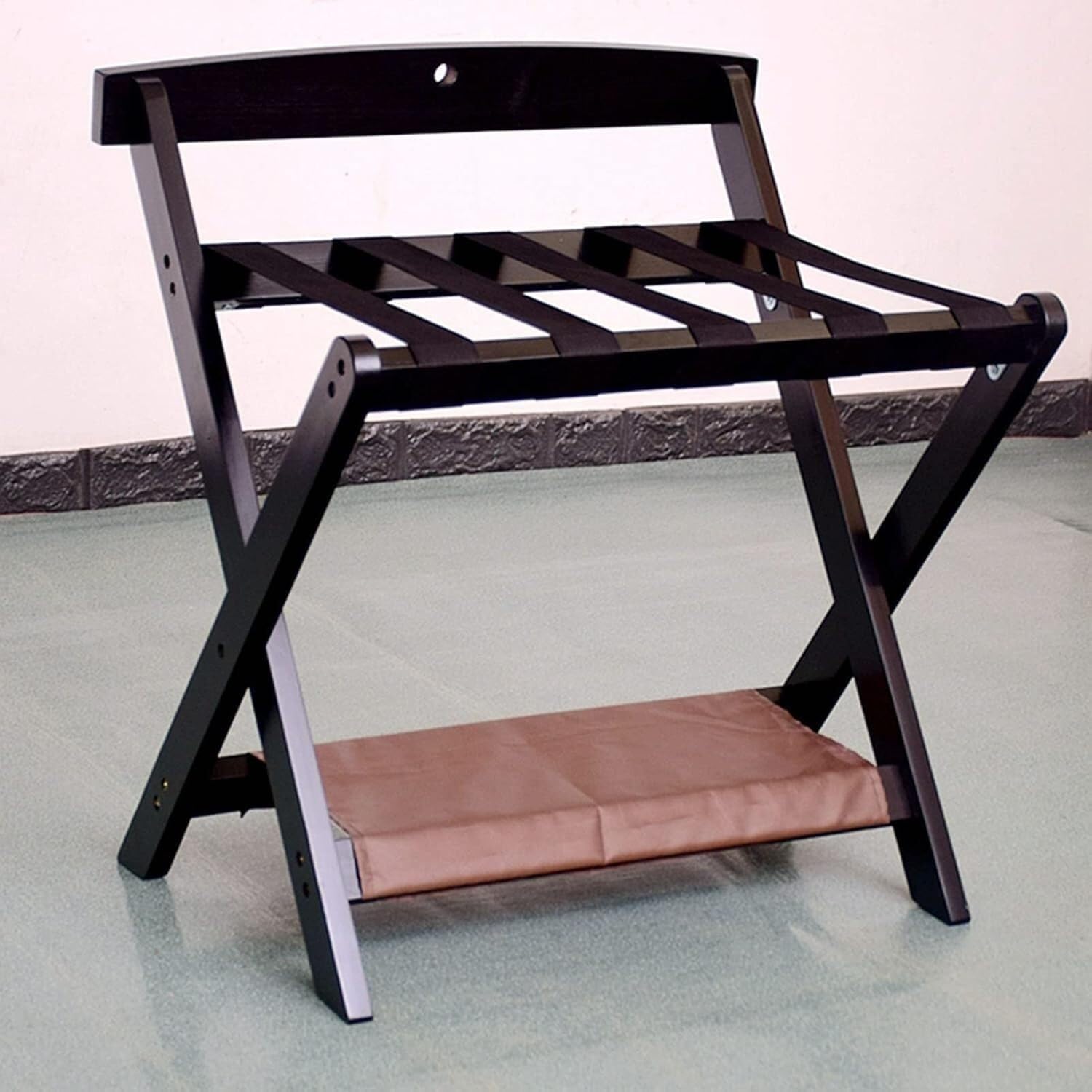 Luggage rack 2 Tier Foldable Luggage Stand - 2-Layer Hotel Suitcase Support with Shoe Rack Luggage Storage Rack(A)