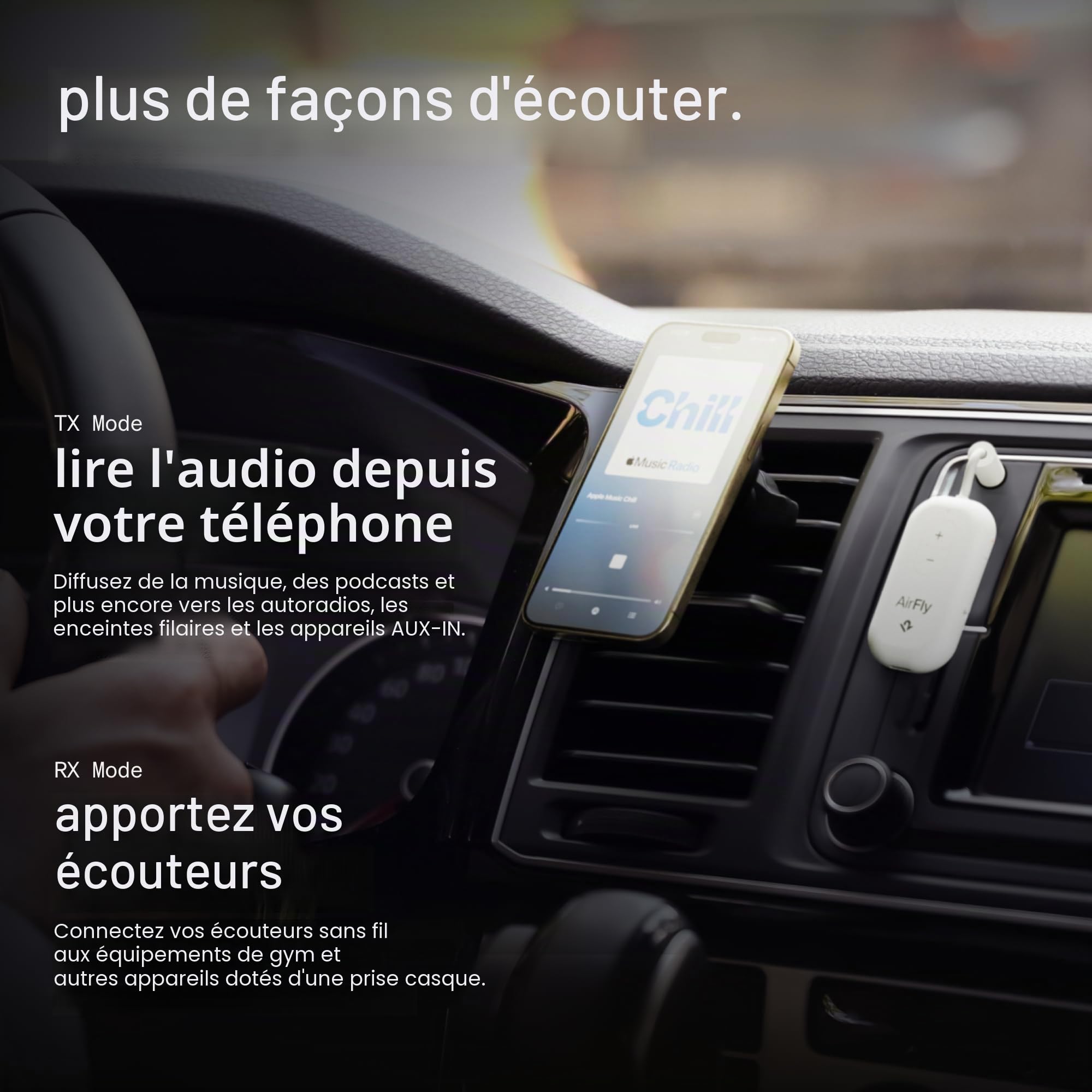 Twelve South AirFly Pro 2 Transmetteur/Récepteur Bluetooth 5.0 pour TV/Avion vers 2 Casque sans Fil - Adaptateur sans Fil pour AirPods, Avion, Voiture, Gym, Maison, Utilisation avec n'importe Quelle