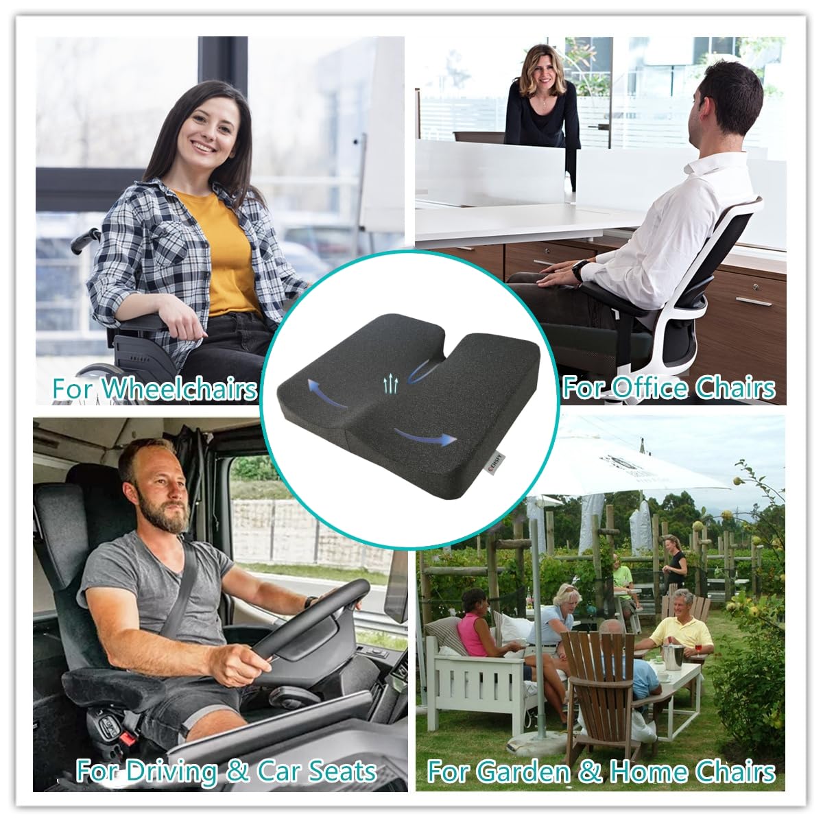 Orthopedic Comfort Gray Foam Seat Cushion U-Shape Pattern Woven Linen Bamboo Mat Orthopedic Comfort Gray Foam Seat Cushion U-Shape Pattern Woven Linen Bamboo Mat