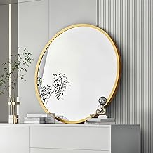 Warmiehomy Round Bathroom Mirror Makeup Wall Mounted Frame Mirror for Bathroom Living Room Bedroom (Φ40cm, Gold)