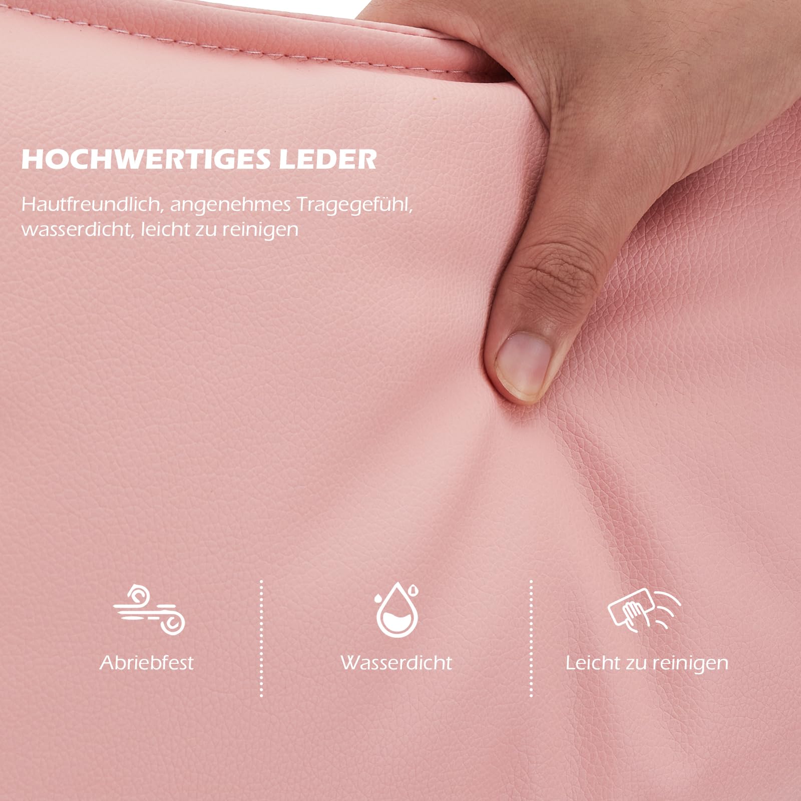 TUKAILAI Bürostuhl Ergonomisch aus Kunstleder, Schreibtischstuhl Drehstuhl Chefsessel Computerstuhl mit Verstellbarer Hoher,Rückenlehne,Gepolsterte Armlehne, Fußstütze,Höhenverstellbarer, Rosa