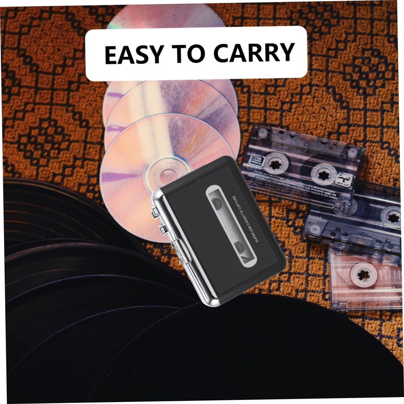 POPETPOP 0.5w Convert Cassette to Player Tape Converter Retro Music Digital Player Portable Cassette