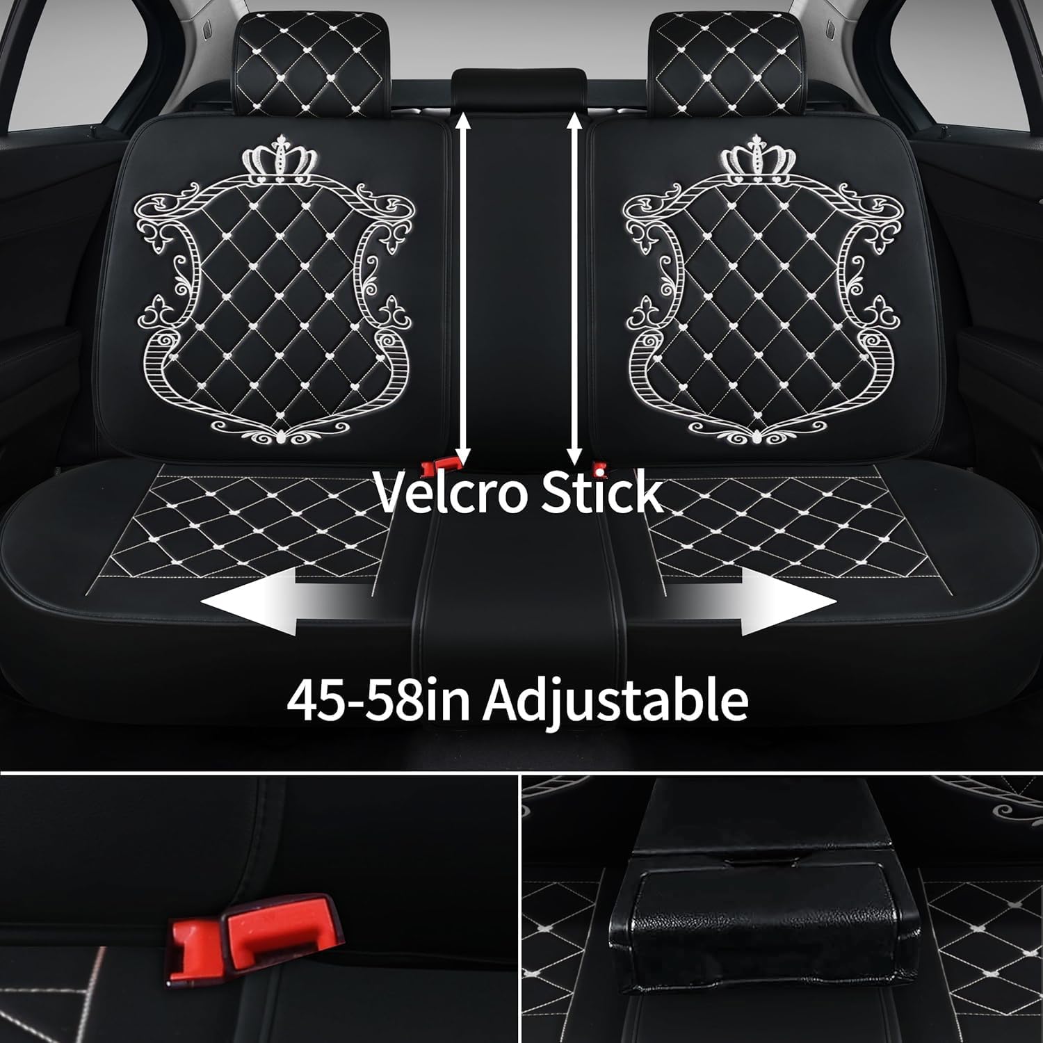 Leather Car Seat Covers,Full Coverage Seat Covers,Universal Automotive Seat Covers for Cars,SUVs,Trucks and Sedans,Black White