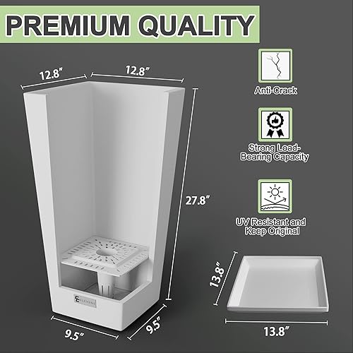 Miniatura 5 de Elevens Macetas blancas para exteriores de 28 pulgadas, modernas, cónicas, cuadradas, para interiores y exteriores, para puerta delantera, patio y
