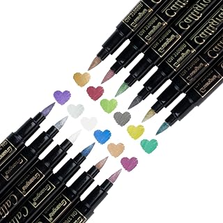 12 Pcs Acrylic Paint Pens for Rock Painting, Metallic Marker Pens Fine Tip for Glass Ceramic Paper Wood Art & Craft Supplies, Fabric Paint Pens Outline Pens for Kids Adults Christmas Decorations