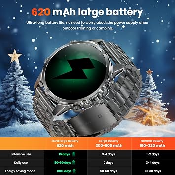 Rogbid Smart Watch, 1.75-Inch AMOLED Display, IP67 Waterproof SmartWatch for Men with Flashlight, Answer/Make Call Fitness Trackers, 120+ Sports Modes, Heart Rate Blood Oxygen, 620mAh 15 Days Battery