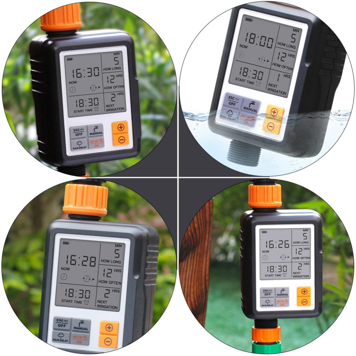 SHERCHPRY Timer Irrigazione Automatico per Giardino Schermo Lcd, Plastico Resistente Ip65, Prevenzione Perdite e Capacità Pressione 8-10kg, per Irrigazioni Precise