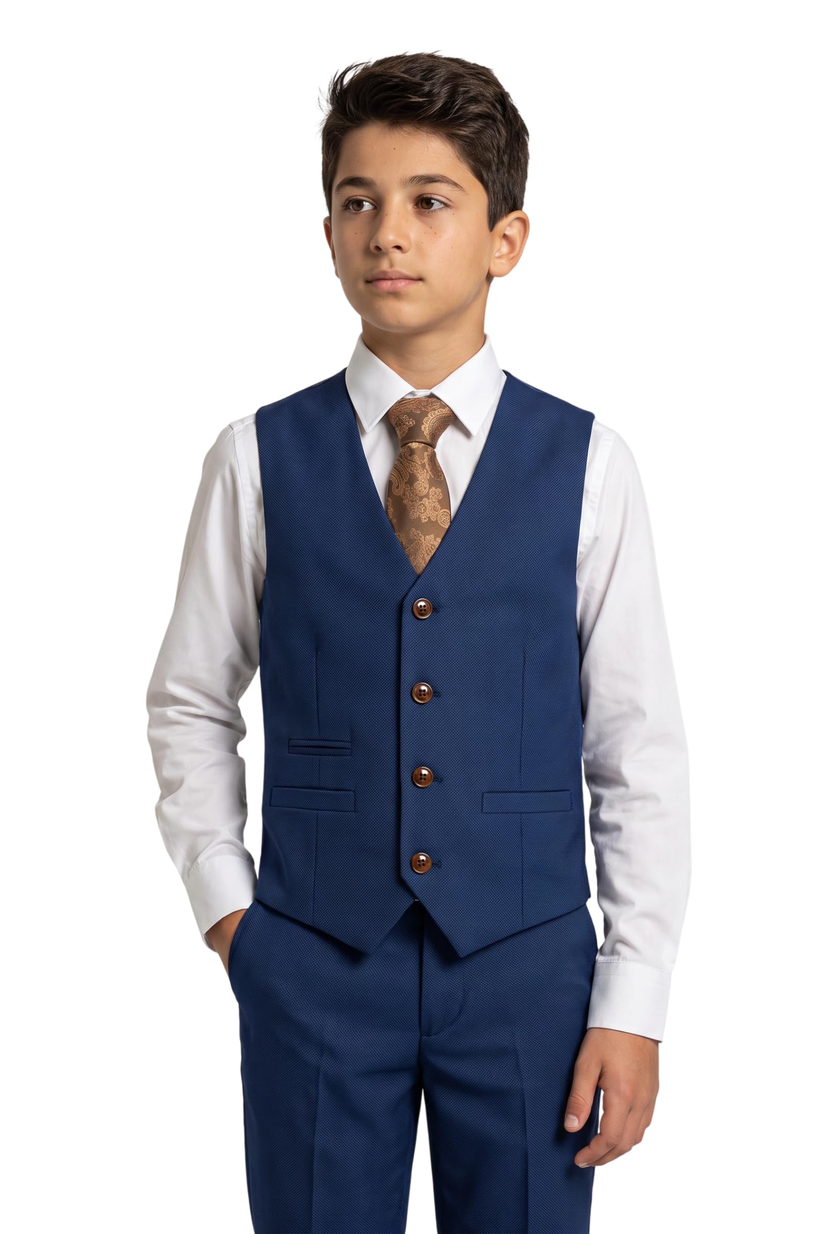 Traje a Medida para niños, Traje Azul Real, PAJE, Boda Formal, Conjunto clásico de 3 Piezas