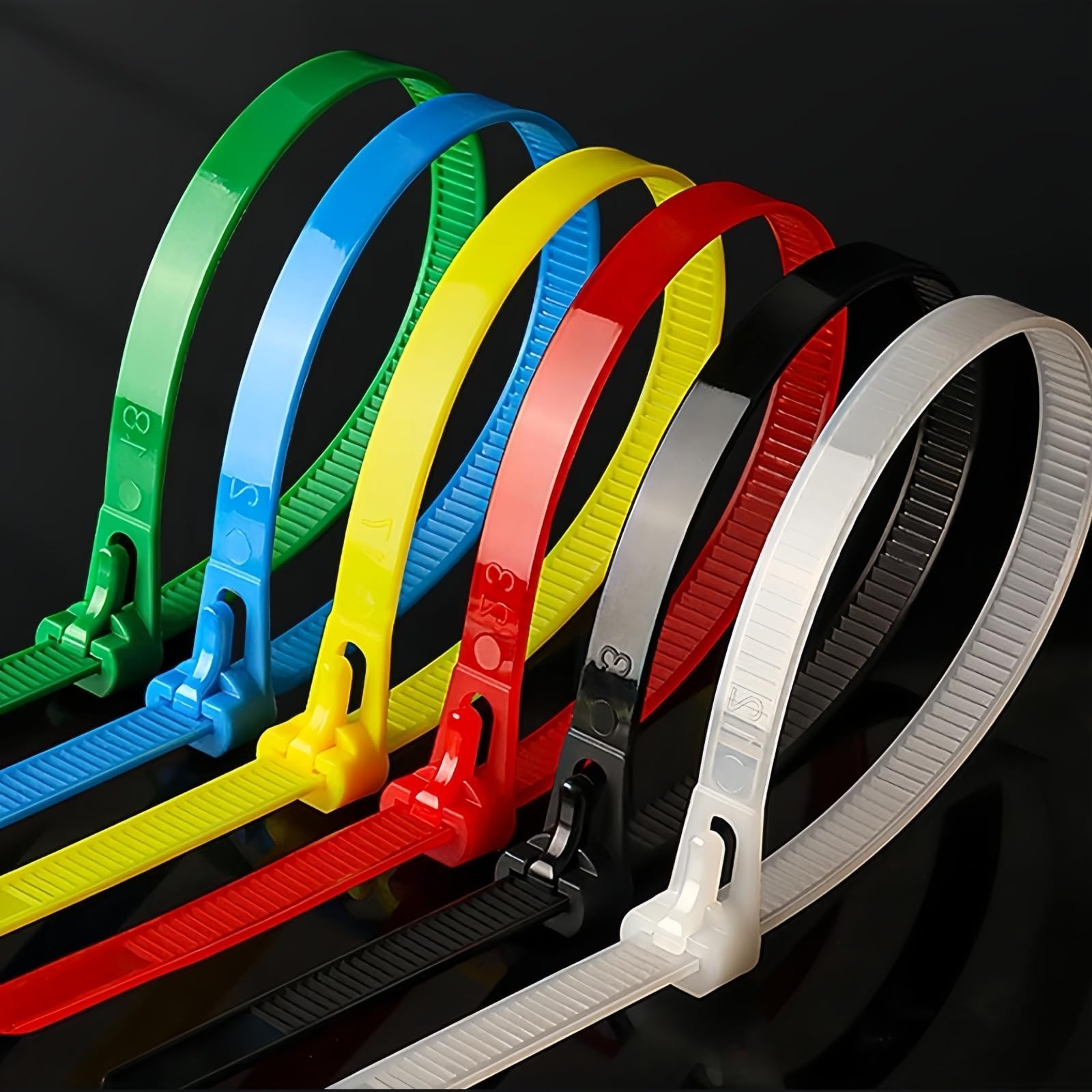 Fascette riutilizzabili in nylon, 100 pezzi, colore giallo, 61 cm