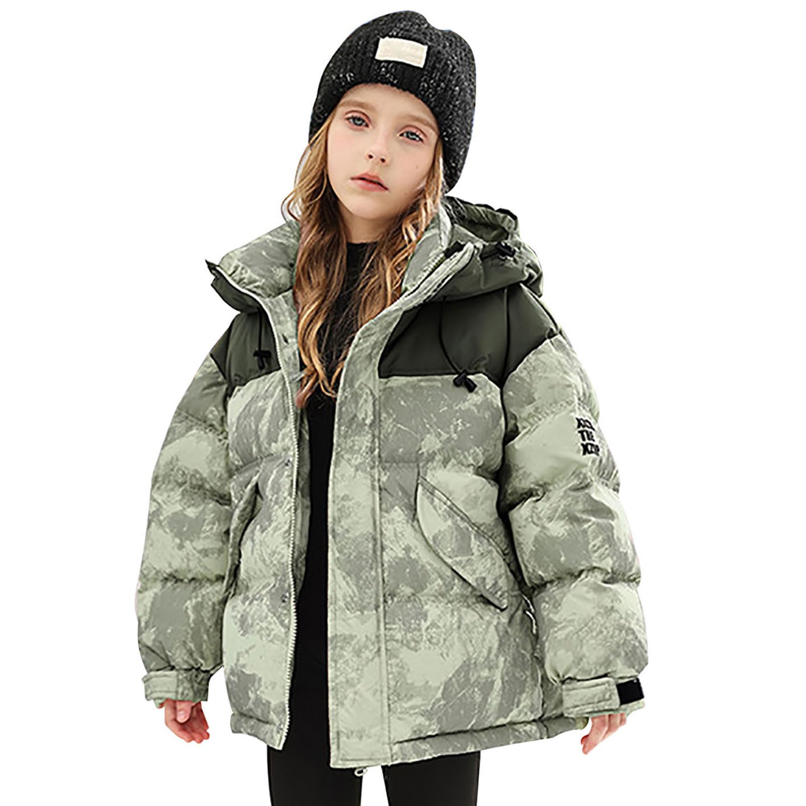Bambina Cappotto con Cappuccio Giacca Invernale Ragazzi Giubbotto in Cotone Impermeabile