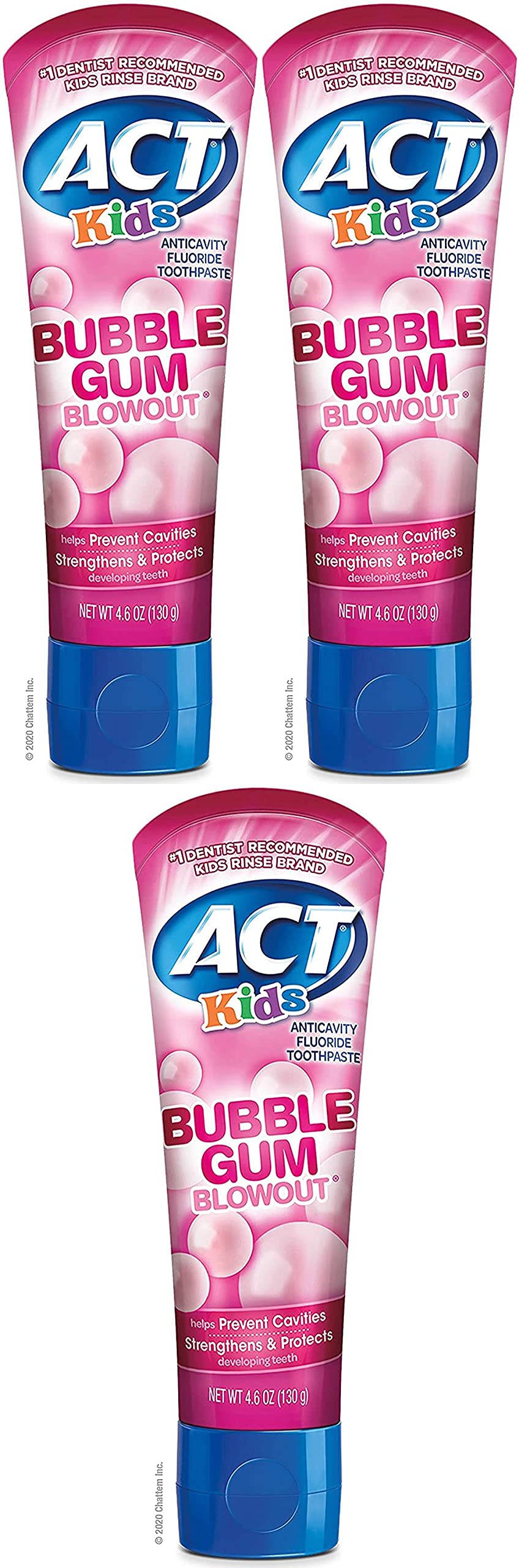 Act Kids Bubblegum Blowout Toothpaste, 4.6 Ounce Pack of 3