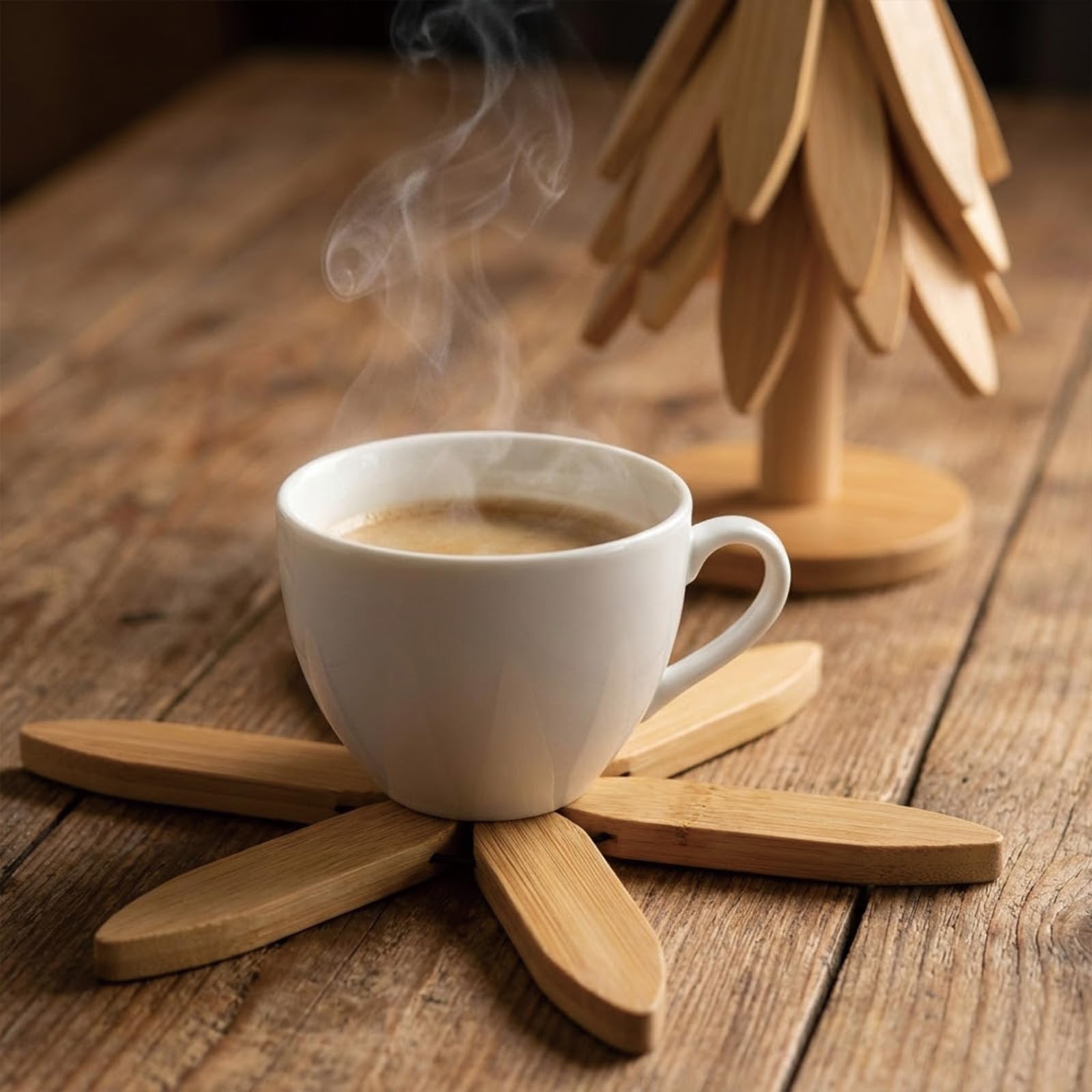 Set di sottopentola a forma di albero di Natale, 3/4/5 sottobicchieri pieghevoli a forma di fiore, per tazze e bicchieri d'acqua, protezione decorativa per la tavola per casa, cucina e sala da pranzo
