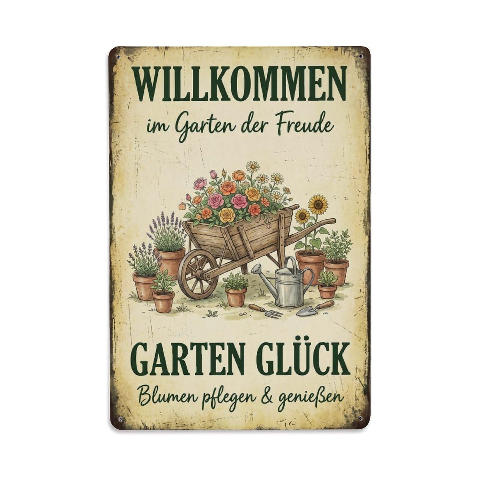 Vintage Funny Garden Welcome Rustic Gate Farmhouse Metal Tin Sign Plaque Wall Decor for Cafe, Club Bar, Office, Garden Metal Poster 8x12Inch