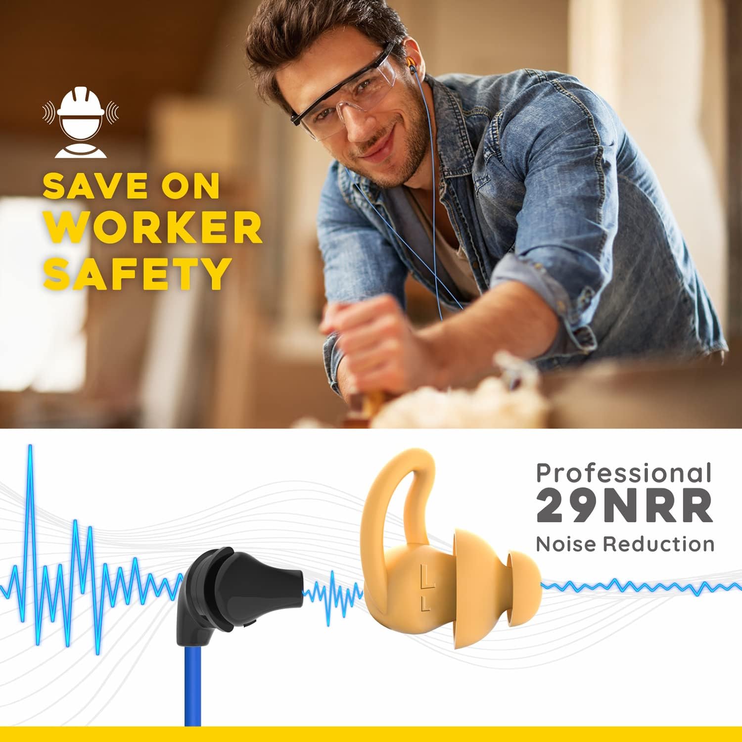 MIPEACE Ear Plug Headphones for Work, Custom-fit Work Earbuds Earphones-Safety Headphones for Construction Industrial image 2
