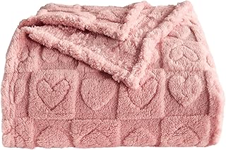 Heart Checkered Throw Blankets, for Love Mother Friends Pets,280 GSM Super Soft Warm Lightweight Fluffy Bed Blanket for Women Anniversaries(Pink,50"x60")