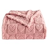 Heart Checkered Throw Blankets, for Love Mother Friends Pets,280 GSM Super Soft Warm Lightweight Fluffy Bed Blanket for Women Anniversaries(Pink,50