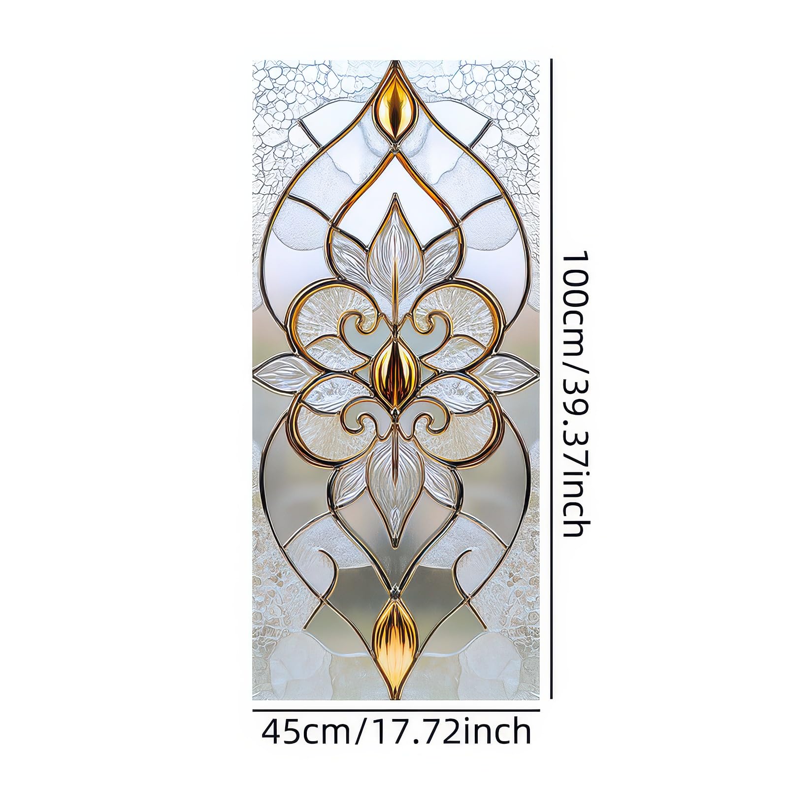 HOMETITUTE Stained Glass Window Film 17.7x39.3 inch Gold Lines Floral Window Privacy Film Stained Decals Static Cling Sun Blocking Decor for Home Office Windows Door Glass Partitions