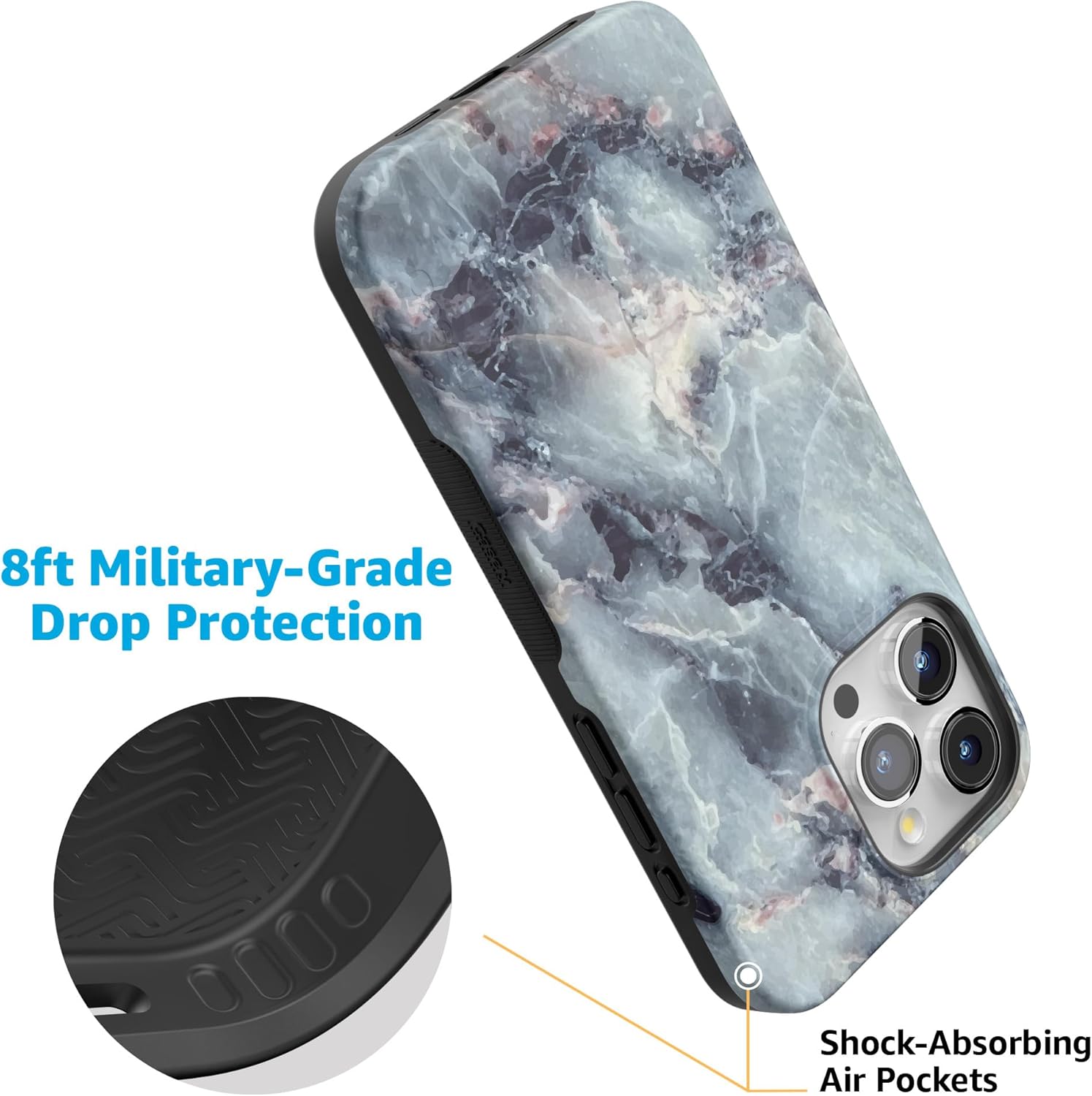 Casely iPhone 15 Pro Case | Deep Sea | Blue Marble | Bold Protective Design | Compatible with MagSafe