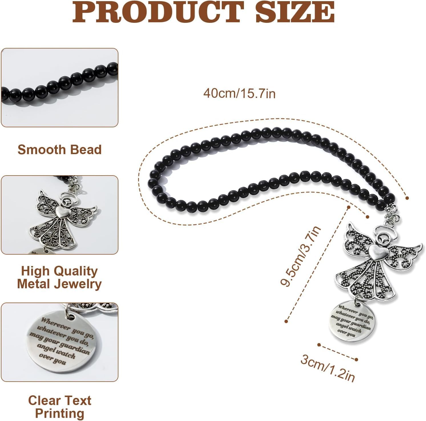 Guardian Angel Car Charm - Stainless Steel Rearview Mirror Hanging Ornament with Cross & Compass - Christian Travel Gift - Image 2