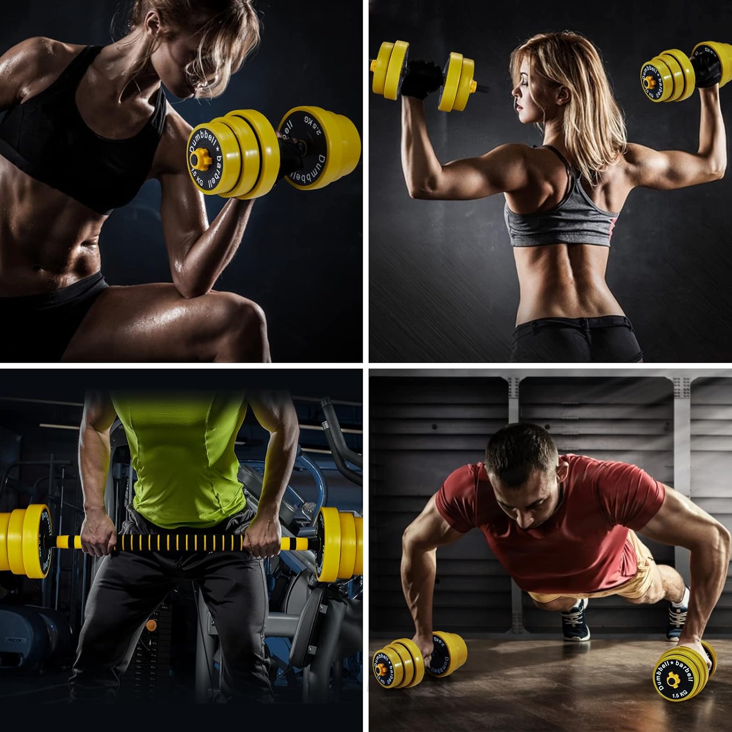 ECOTOUGE Dumbbell Barbell Weight Pair, Free Weights 2-in-1 Set, Non-Slip Neoprene Hand, Easy Assembly for Home, Gym, Office : Sports & Outdoors