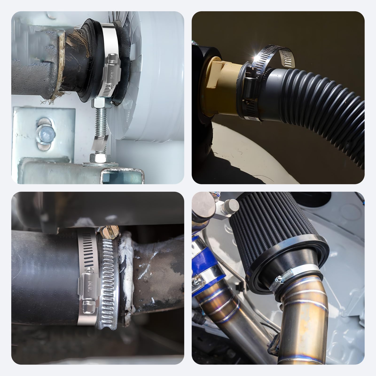 6 Stück Schlauchschellen aus Edelstahl, Metallschellen, Schlauchschellen aus Edelstahl, verstellbar, 52-76 mm, Metallschelle mit Schraube, Schlauchschelle mit Bolzen für Wasserschlauch Auto Pool