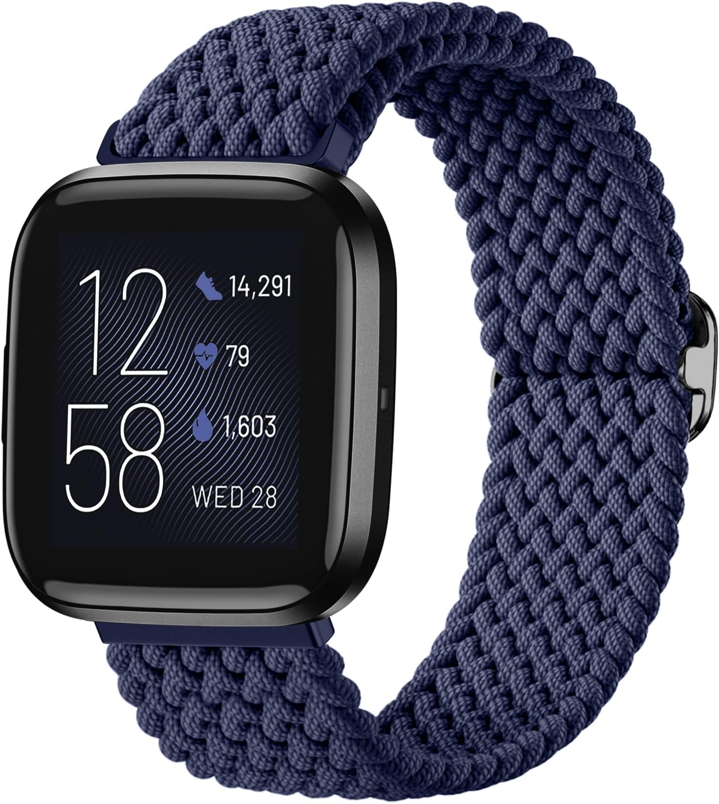 Maledan Compatible with Fitbit Versa Bands for Men & Women, Soft Stretchy Breathable Bracelet Replacement Bands for Versa 2/Lite/SE/Strap Accessories, Blue