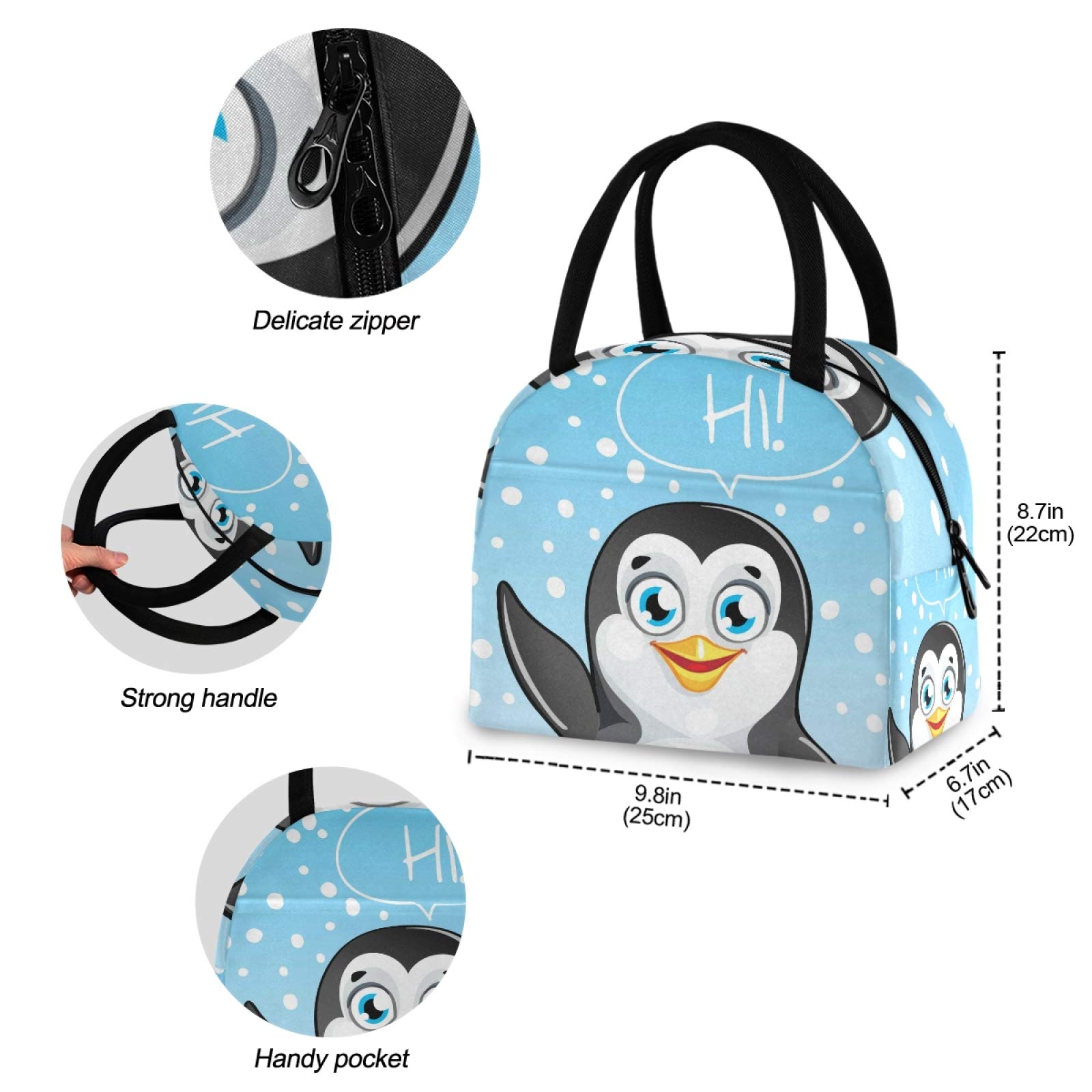 Borsa termica per il pranzo a forma di pinguino, a prova di