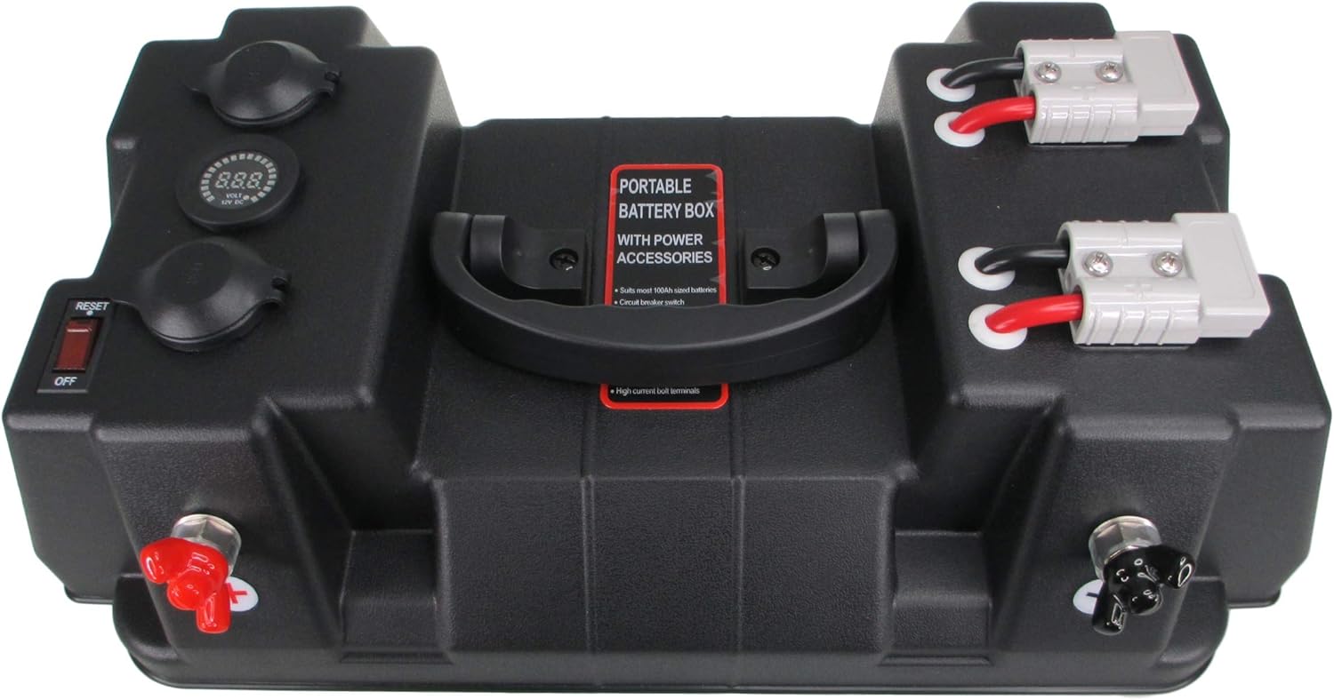 Pactrade Marine Battery Box Dual USB Power Voltmeter Sockets Anderson Connector