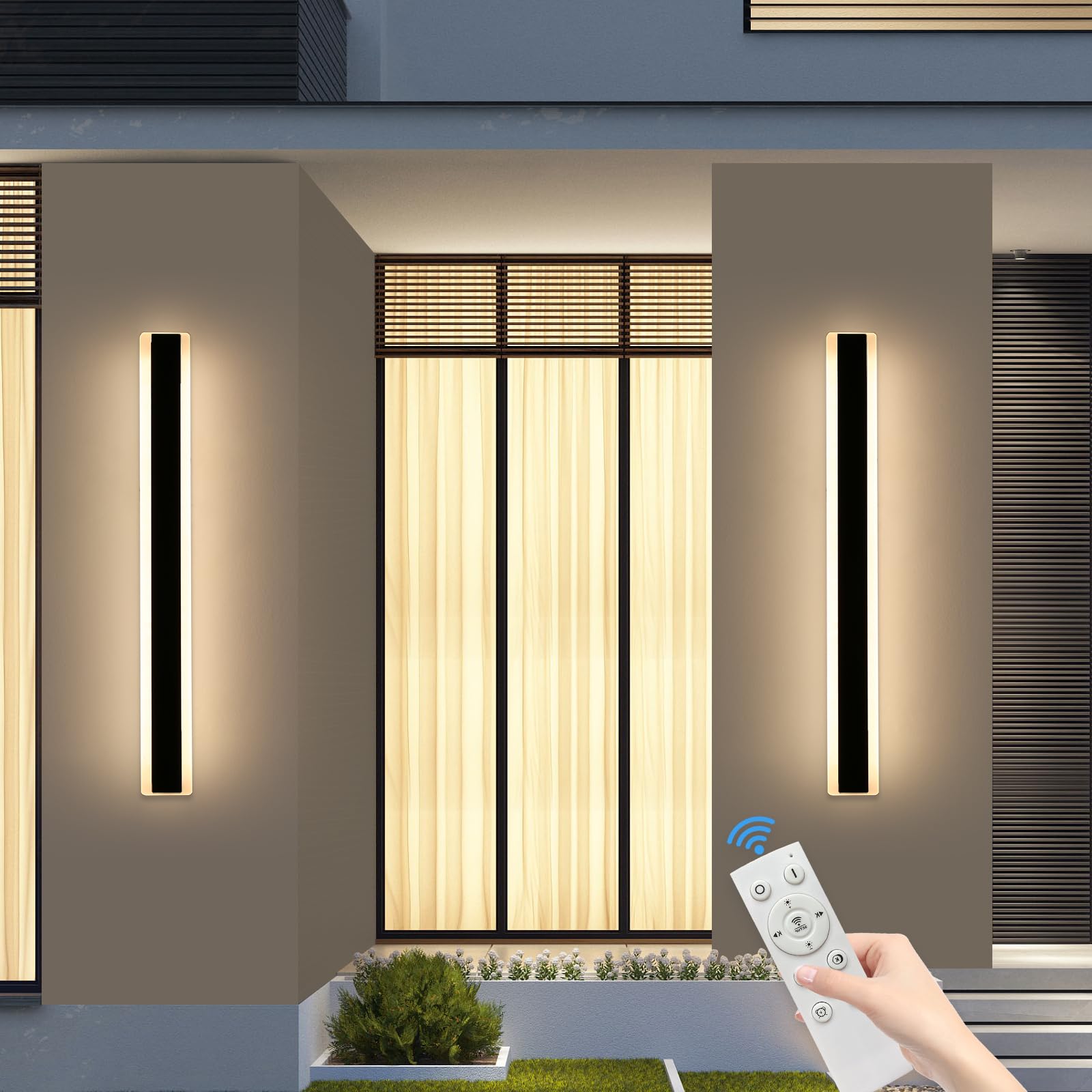 Mikeru 40CM Black Wall Lights, 2Packs Modern Acrylic Wall Light 3000K/4500K/6500K 3 Color Hard Wired Outside Light Wall Mounted Light for Lighting in Front of Mirrors, Garden Decoration — view 25