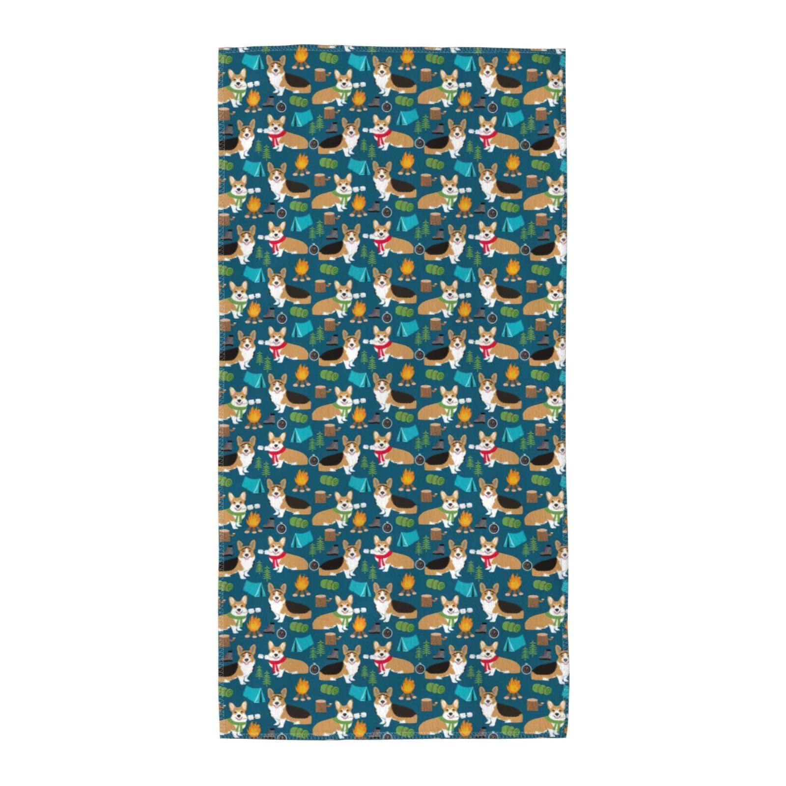 SDEGTHO Corgi Soft Absorbent Long Towel For Gym Sports Picnic Leisure Use