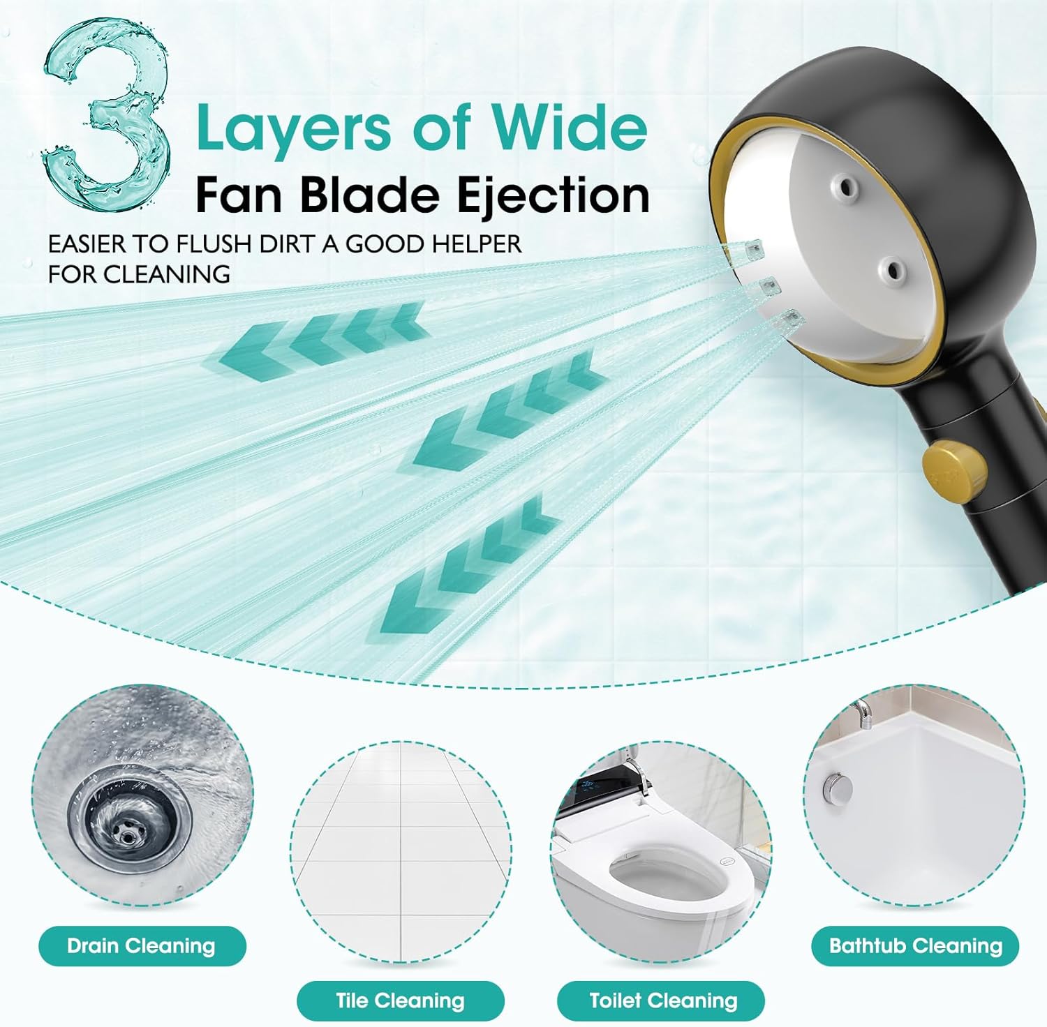 Latest High Pressure Filtered Shower Head With Handheld With 360° Rotating Panel,5 Spray Modes,Anti-Clog Nozzles,Hard Water Filter,59" Stainless Steel Hose&Adjustable Zinc Alloy Bracket,For Families