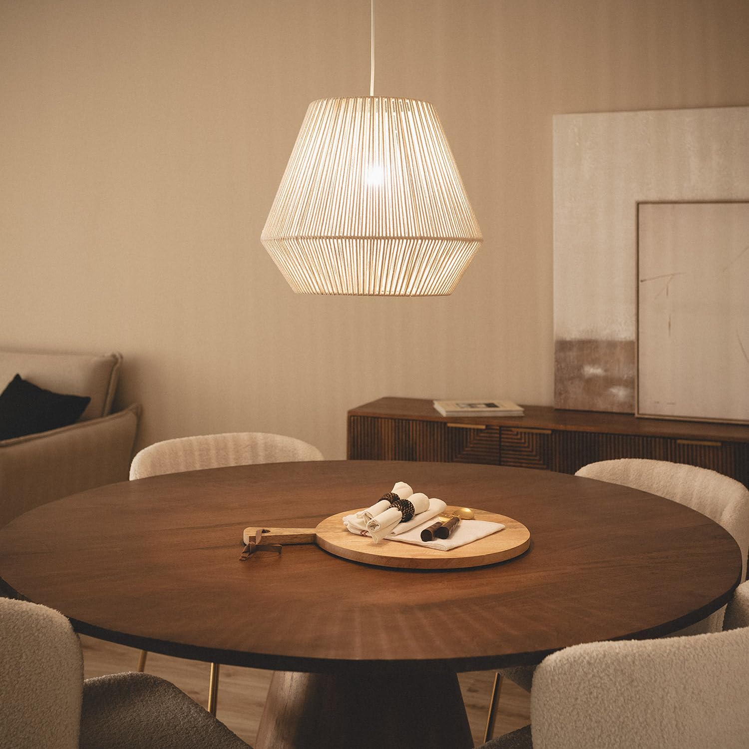 LEDKIA Lámpara Colgante Cuerda de Algodón Bris Diantha Beige | CasquilloE27