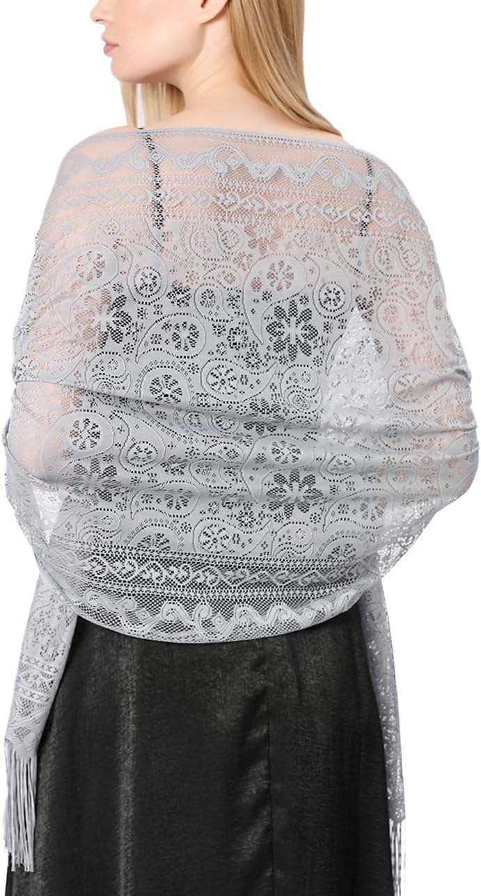 Women's Scarf Lace Shawl Wrap for Evening Dresses Fringe Scarf