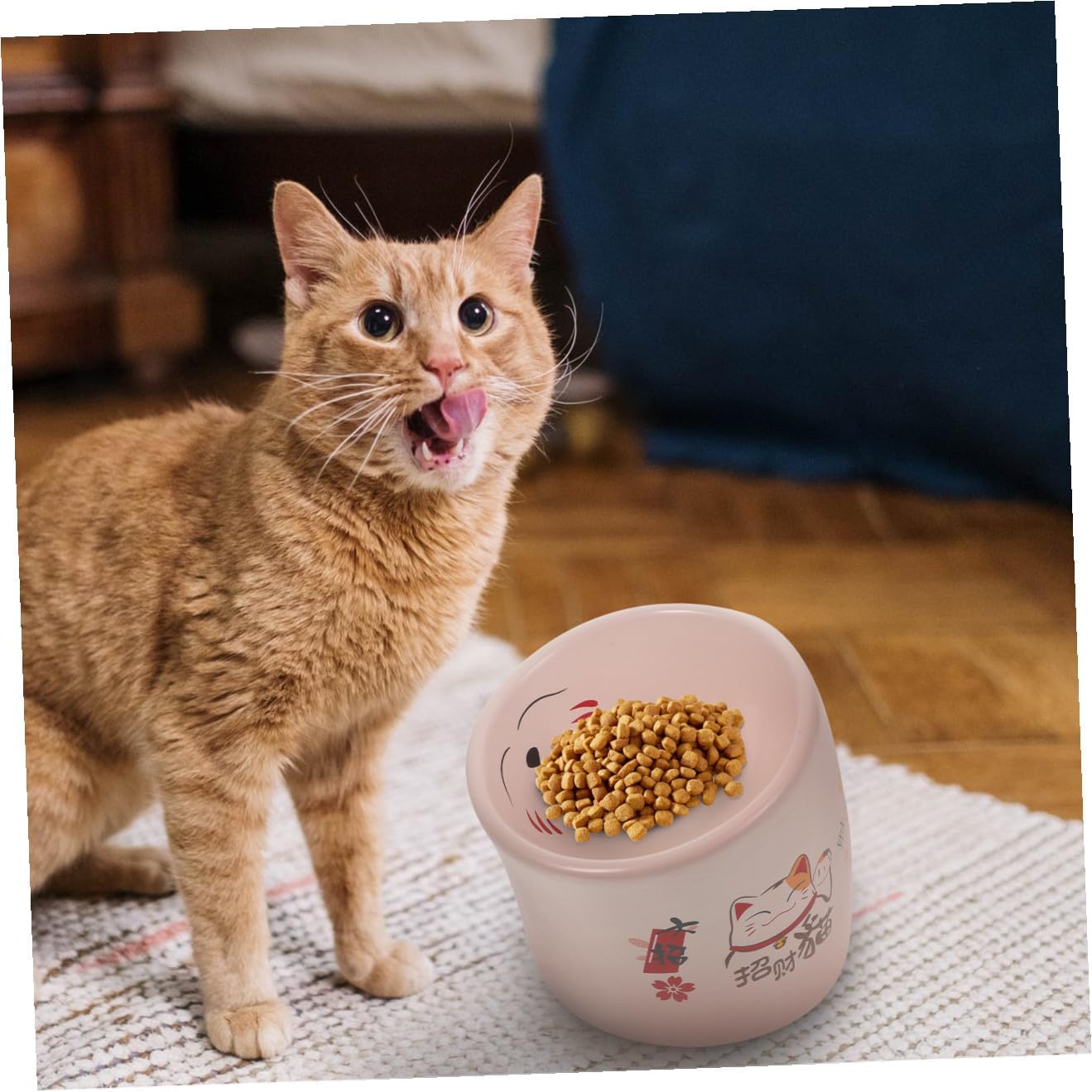 1pc Elevated Ceramic Cat Bowl -Spill Pet Food Feeder Neck Easy to Design for Cats Kittens Smooth Polished