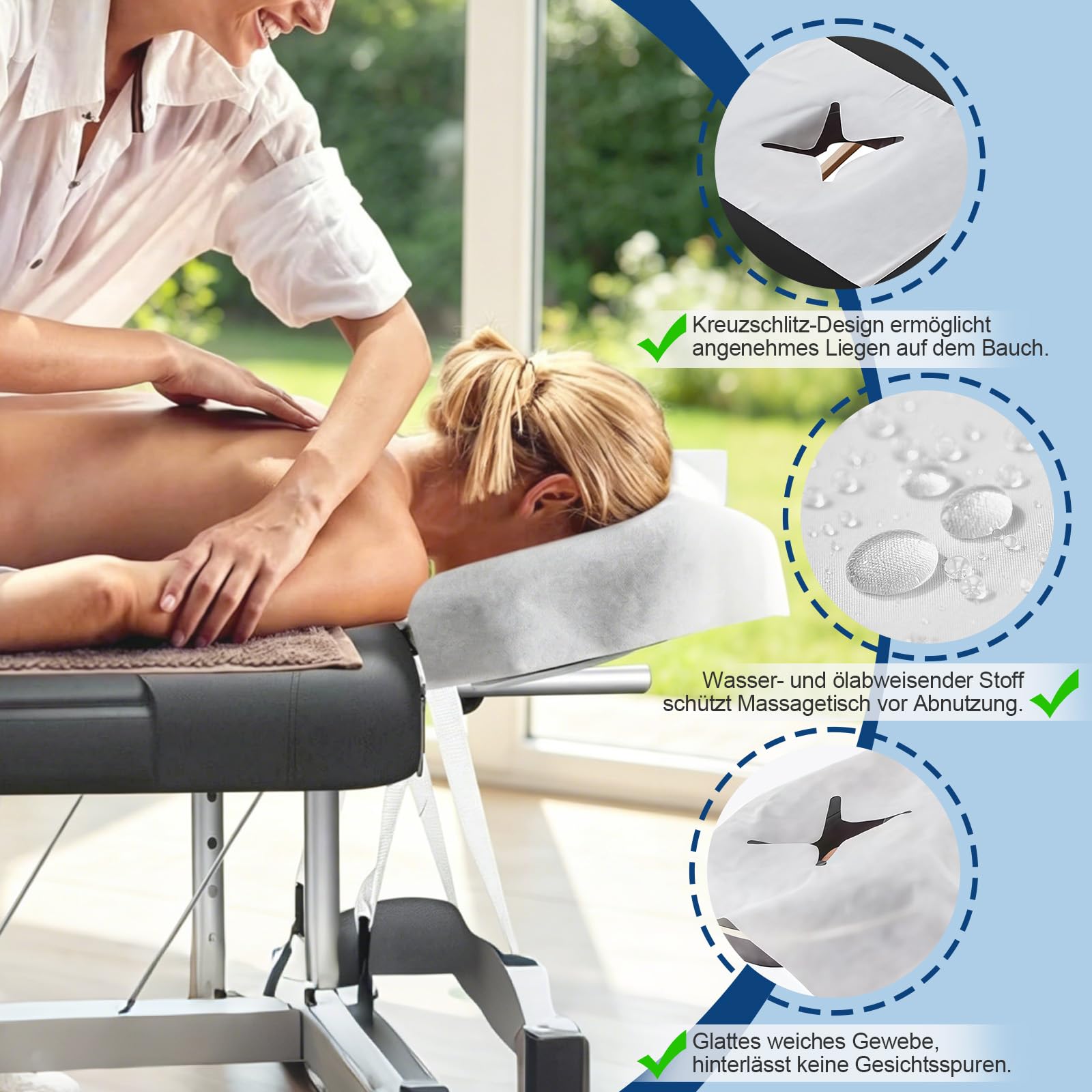 600 Stück Einweg Nasenschlitztücher 40x40 cm für Massageliege Kosmetikliege & Physiotherapieliege, hautfreundlich geruchlos, verhindert Kreuzinfektionen, Vlies Liegenabdeckung für Sauna & Pflege