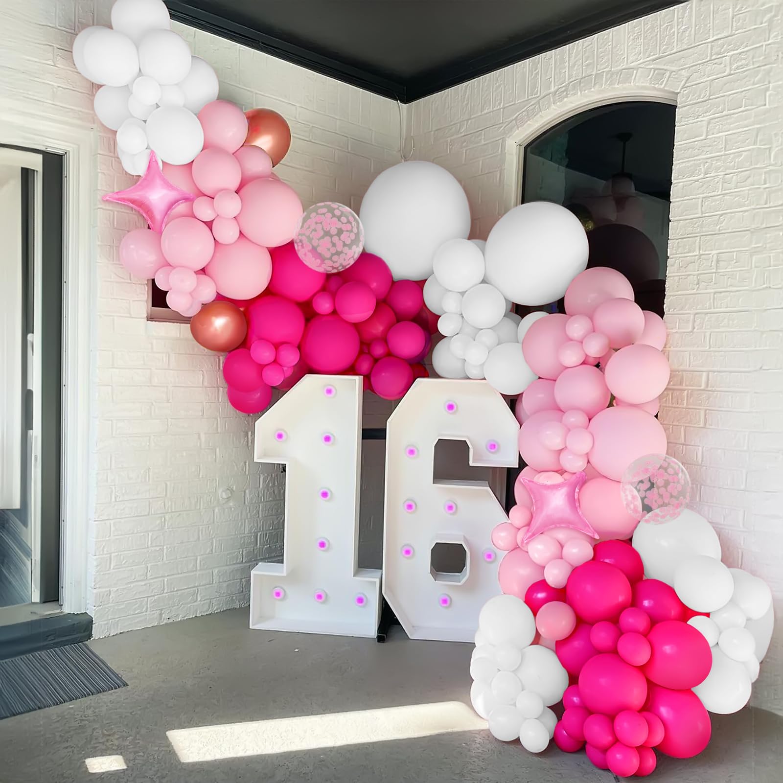 Ousuga Kit Arche Ballons Rouge Et Blanc – 128 Pièces, Guirlande, Confettis, Décoration Fête, Mariage, Anniversaire