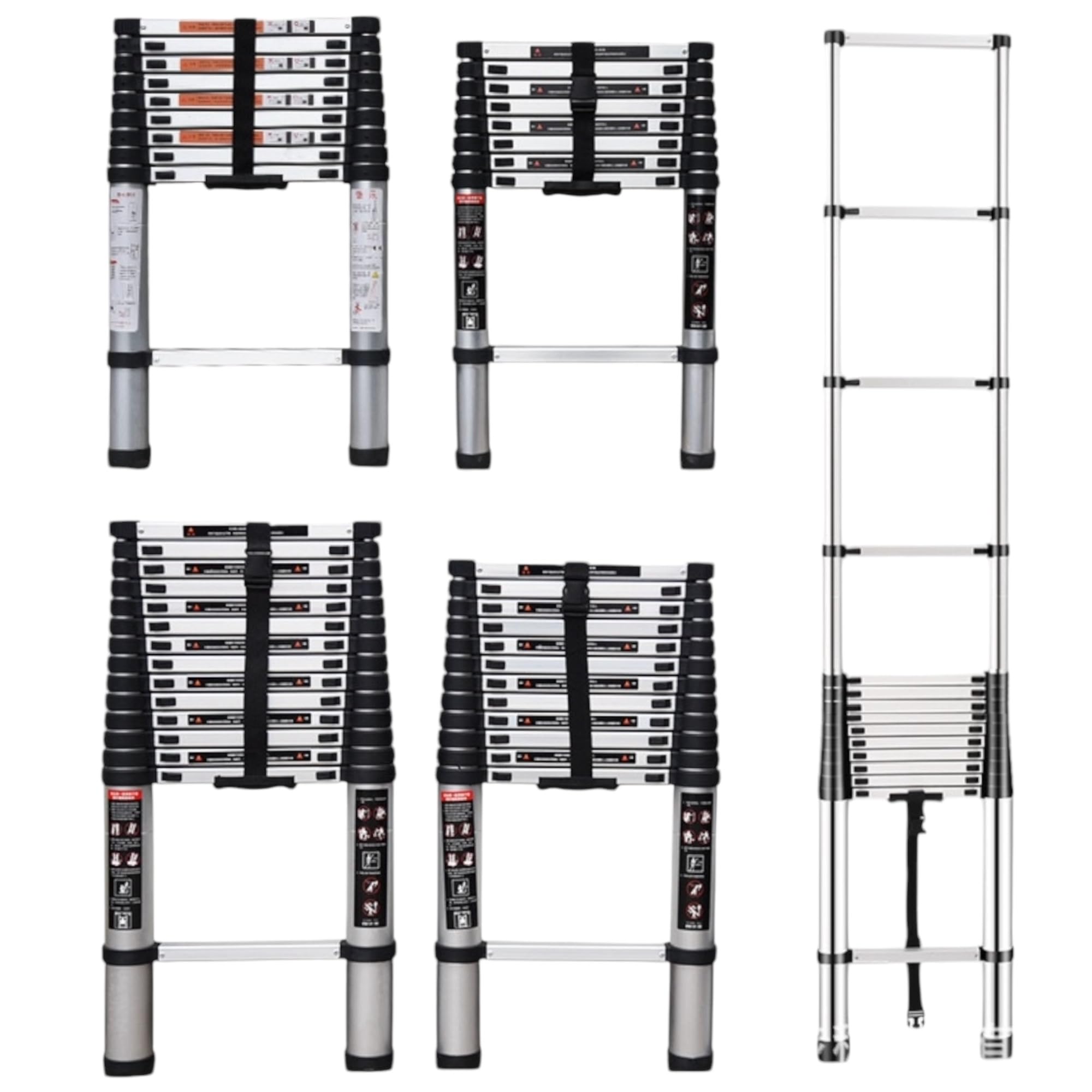 Escalera Plegable Telescópica de Aluminio Multiusos Portátil Extensible - Tamaños: 2 Metros | Fácil Uso y Mecanismo Sencillo | Botón de Bloqueo (2 Metros)