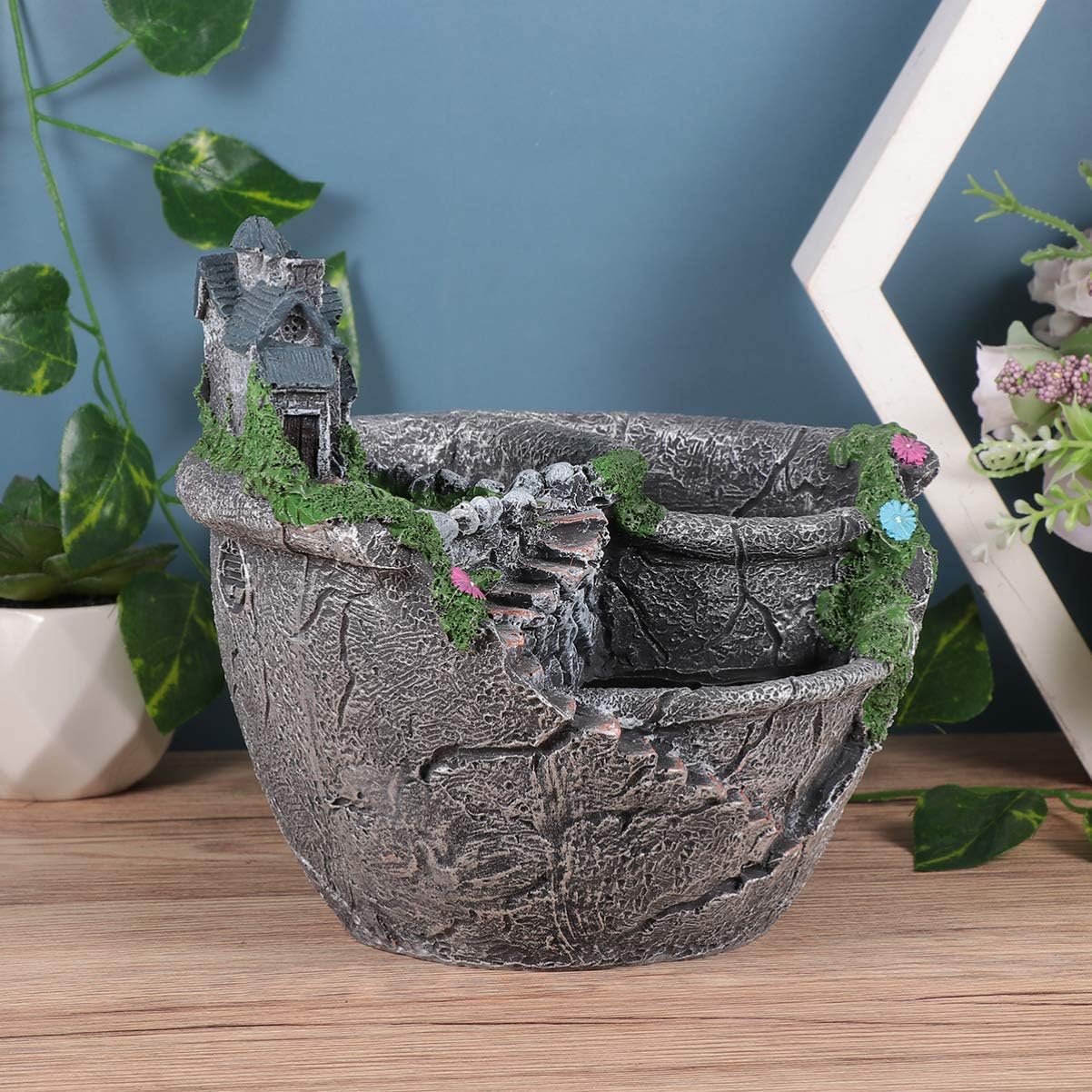 Cabilock 1pc Garden Basin Flower Pot Flower Plant Pots Succulent Flowerpot Succulent Planter Container Plants Ornaments Round Planter House Miniature The Lazy Child