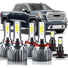 Upgraded Light Bulbs Kit Compatible For GMC Sierra 1500 2500HD 3500HD 4500HD 2007-2013, 6500K White Plug-and-Play Super Bright Lights Bulbs - 6Pack