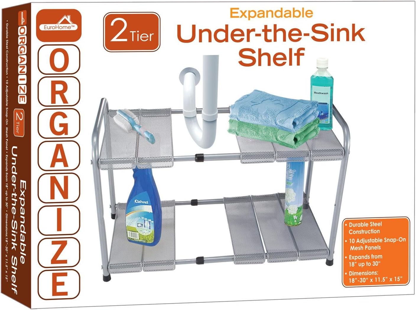 2 Tier Expandable Steel Construction Under the Sink Shelf